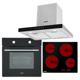 Baridi DH184 - Baridi 4 Zone Ceramic Hob, 5-Function Fan-Assisted Oven & T-Shape Linear Cooker Hood