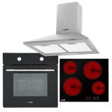 Baridi DH185 - Baridi 4 Zone Ceramic Hob, 5-Function Fan-Assisted Oven & Chimney Style Cooker Hood