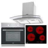 Baridi DH187 - Baridi 4 Zone Ceramic Hob, 5-Function Fan-Assisted Oven & Curved Glass Cooker Hood