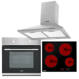 Baridi DH188 - Baridi 4 Zone Ceramic Hob, 5 Function Fan-Assisted Oven & Chimney Style Cooker Hood