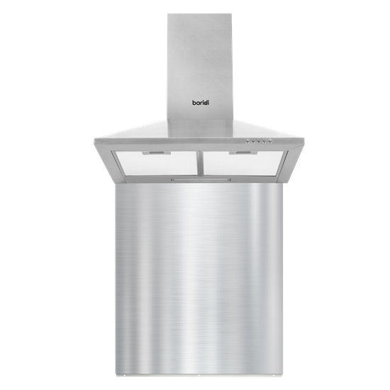 Baridi DH207 - Baridi 60cm Chimney Style Cooker Hood with Carbon Filters & Splashback, Stainless Steel