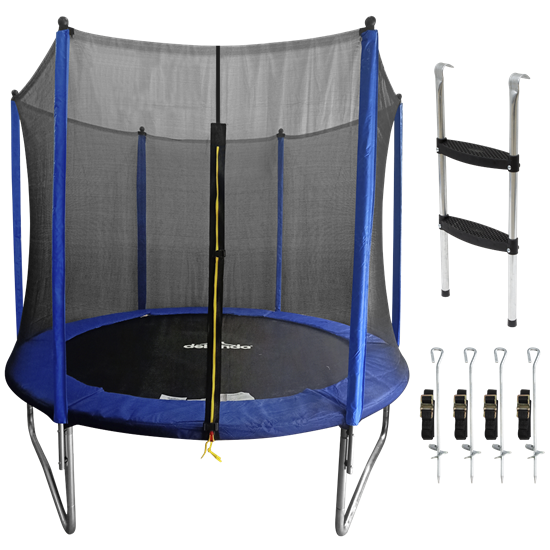 Dellonda DL93 - Dellonda 8ft Heavy-Duty Outdoor Trampoline for Kids with Safety Enclosure Net, Supplied with Anchor Kit and Ladder