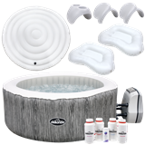 Dellonda DL98 - Dellonda 2-4 Person Inflatable Hot Tub Spa Starter Kit with Smart Pump - Wood Effect