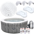 Dellonda DL98 - Dellonda 2-4 Person Inflatable Hot Tub Spa Starter Kit with Smart Pump - Wood Effect