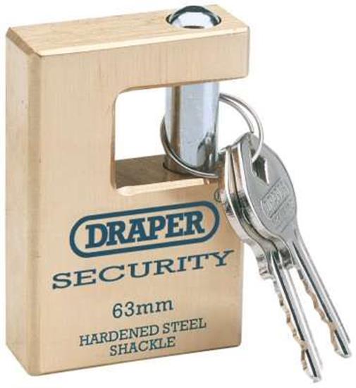 Draper 64202 �/76) - 76mm Expert Quality Close Shackle Solid Brass Padlock & 2 Keys With Hardened Steel Shackle