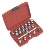 Sealey AK6586 - Oil Drain Plug Key Set 19pc - 3/8"Sq Drive