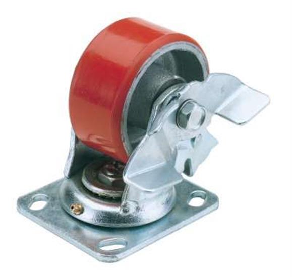 Draper 65533 �pb) - Swivel Plate Fixing Heavy Duty Polyurethane Wheel With Brake