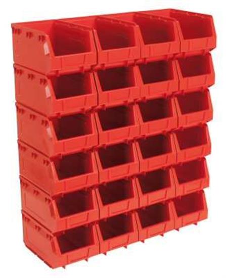 Sealey TPS324R - Plastic Storage Bin 148 x 240 x 128mm - Red Pack of 24