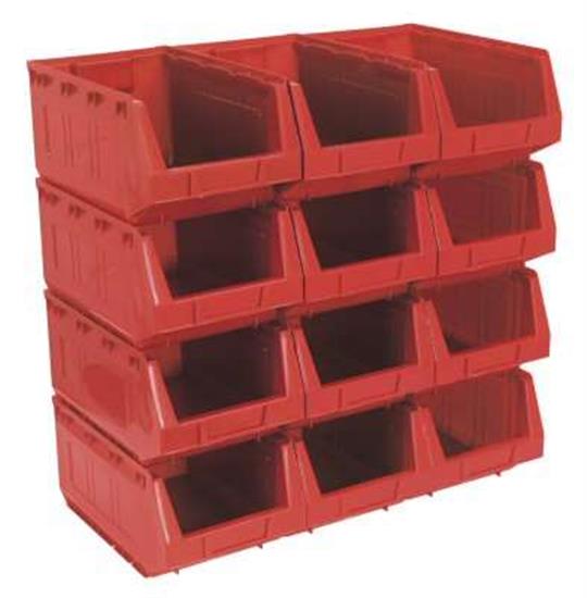 Sealey TPS412R - Plastic Storage Bin 209 x 356 x 164mm - Red Pack of 12