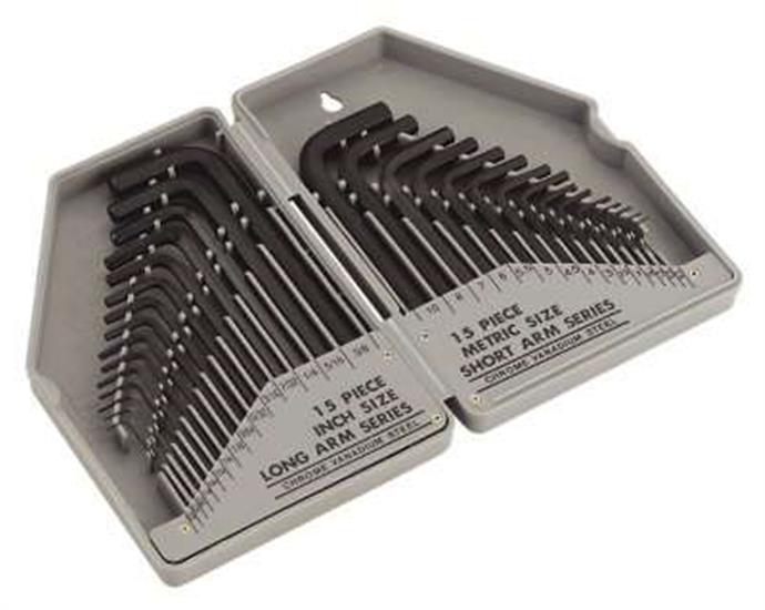 Sealey S0484 - Hex Key Set Long/Short Arm Metric/Imperial 30pc