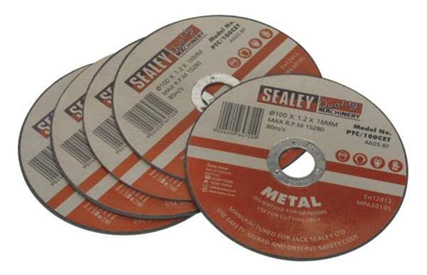 Sealey PTC/100CET5 - Cutting Disc Ø100 x 1.2mm 16mm Bore - Pack of 5