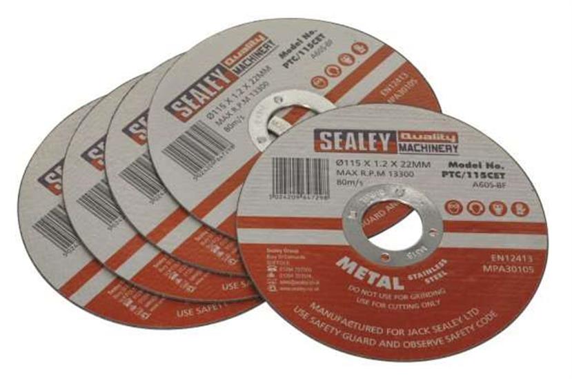 Sealey PTC/115CET5 - Cutting Disc Ø115 x 1.2mm 22mm Bore - Pack of 5