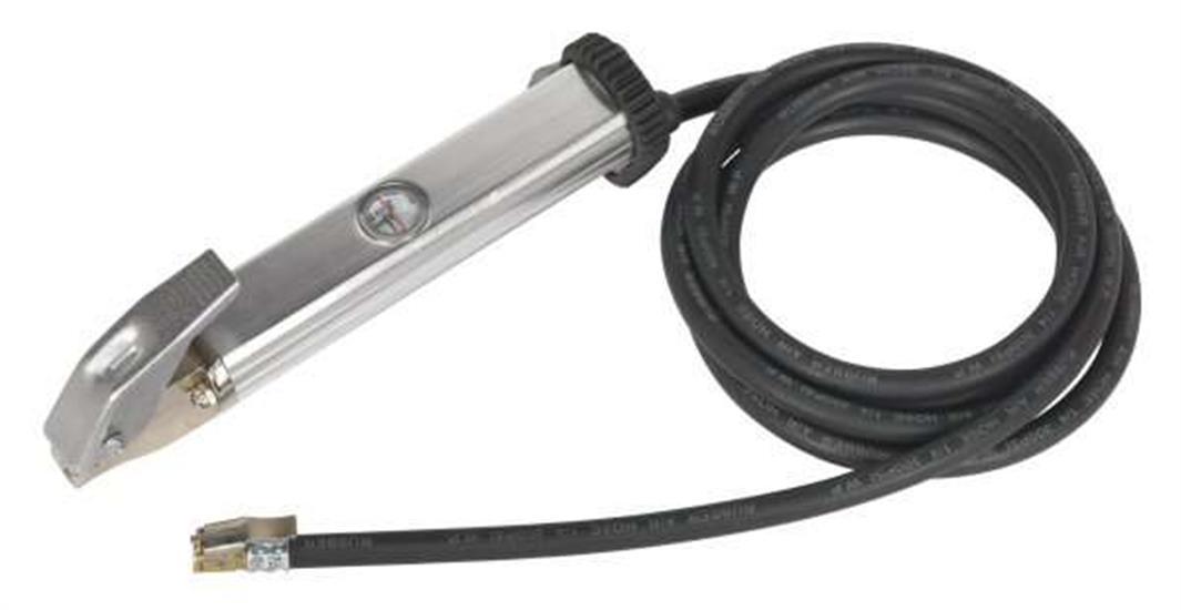 Sealey SA396 - Tyre Inflator with 2.75mtr Hose & Clip-On Connector