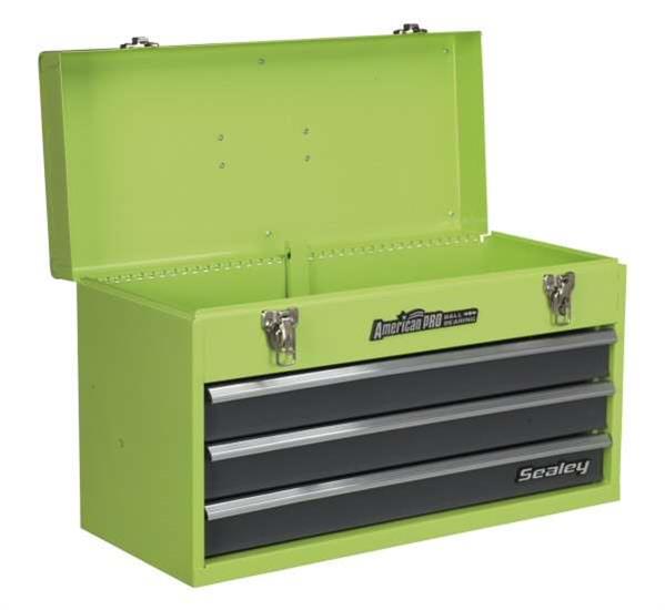 Sealey AP9243BBHV - Tool Chest 3 Drawer Portable with Ball Bearing Runners - Hi-Vis Green