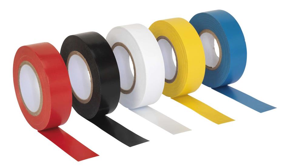 Sealey ITMIX10 - PVC Insulating Tape 19mm x 20mtr Mixed Colours Pack of 10
