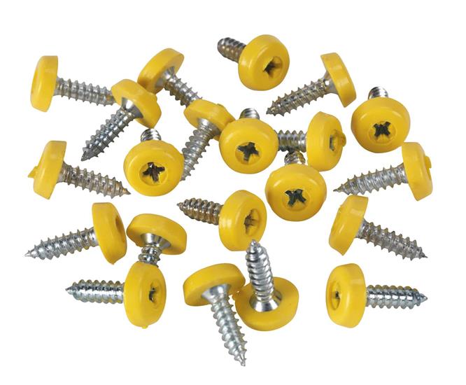 Sealey PTNP2 - Number Plate Screw Plastic Enclosed Head Ø4.8 x 18mm Yellow Pack of 50