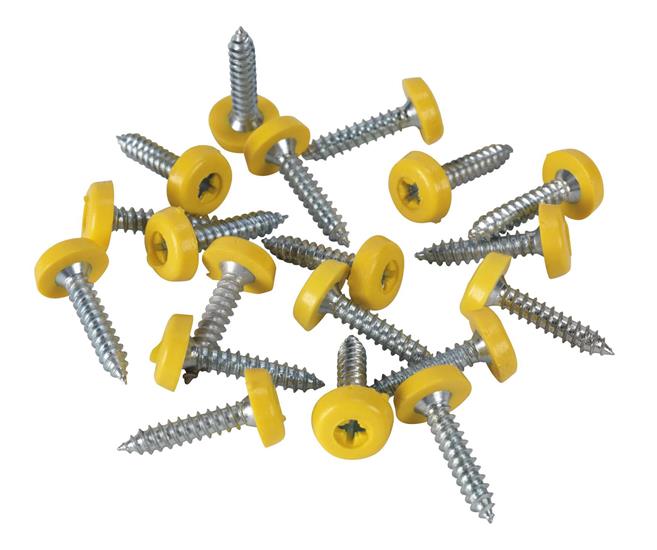 Sealey PTNP6 - Number Plate Screw Plastic Enclosed Head Ø4.8 x 24mm Yellow Pack of 50