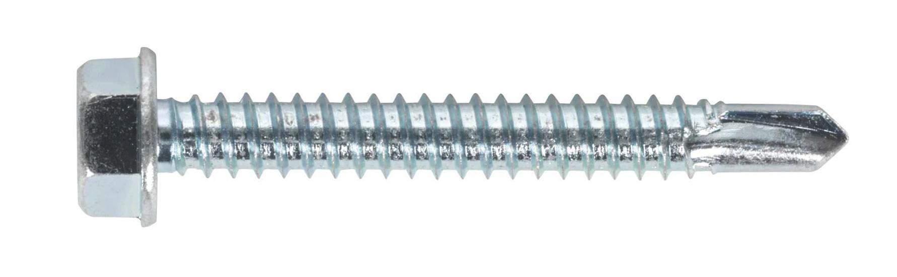 Sealey SDHX6350 - Self Drilling Screw 6.3 x 50mm Hex Head Zinc DIN 7504K Pack of 100
