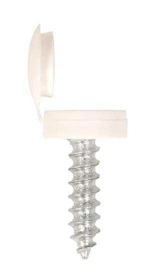 Sealey NPW50 - Number Plate Screw & Flip Cap Ø4.2 x 19mm White Pack of 50