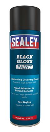 Sealey SCS025 - Black Gloss Paint 500ml Pack of 6