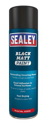 Sealey SCS026 - Black Matt Paint 500ml Pack of 6