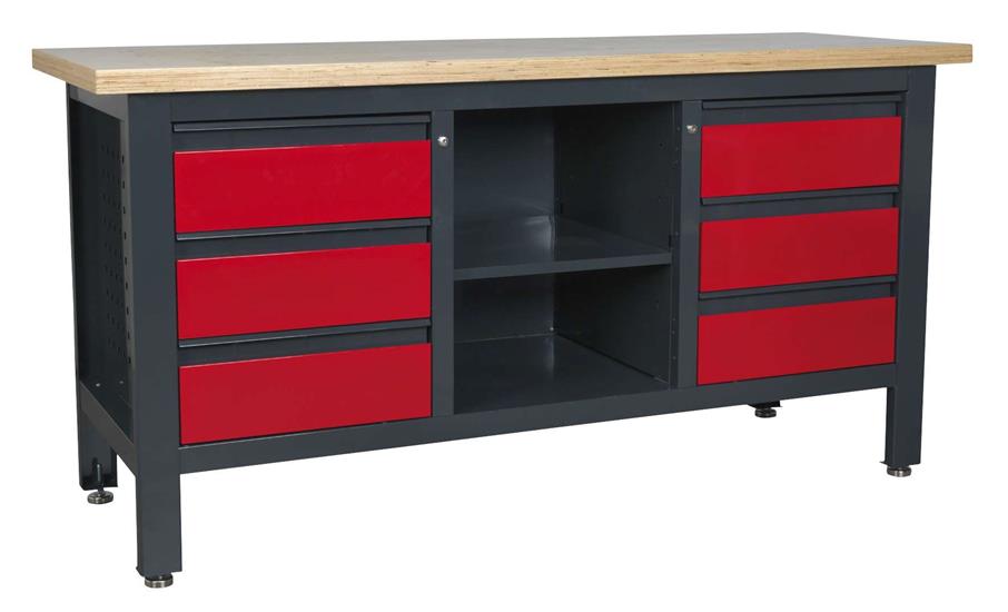 Sealey AP1905D - Workstation 6 Drawers & Open Storage